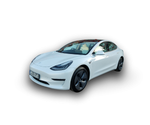 White Tesla Model 3 electric saloon available for hire from EVision Electric Vehicles
