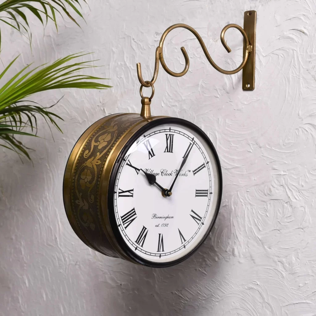 Double-sided antique style wall clock