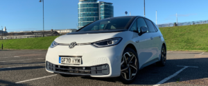 White Volkswagen ID.3 angled to the left