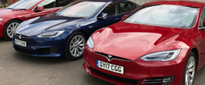Row of Tesla Model S cars