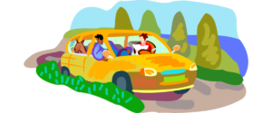 Cartoon family car journey