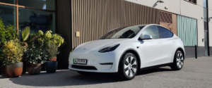 A white Tesla Model Y