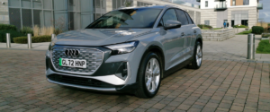 Audi e-tron Q4 angled at the front