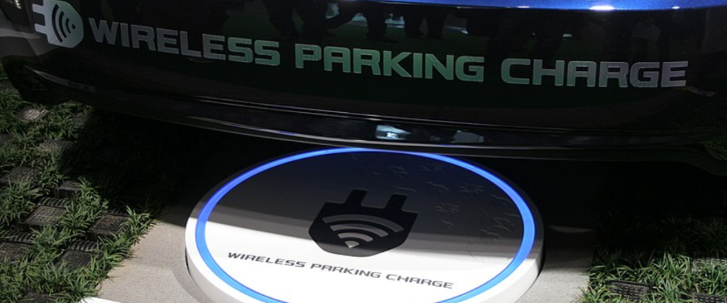 black car on wireless charger