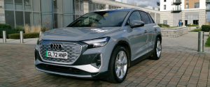 Audi Q4 e-tron at an angle facing left