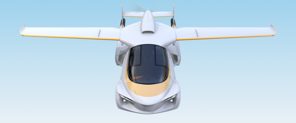 Flying white car