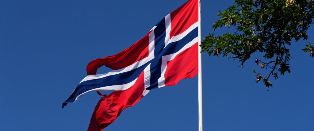 Norwegian flag waving