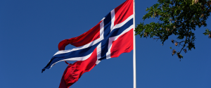 Norwegian flag waving