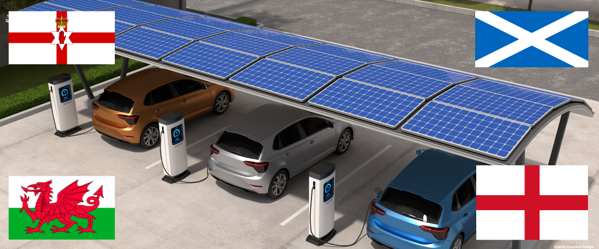 United Kingdon Flags on Electric Vehicle Charging Image