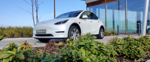White Tesla Model Y Long Range for blog post