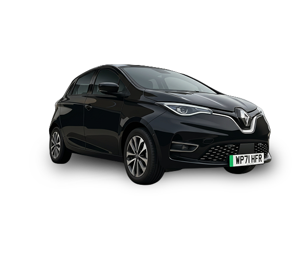 Black Renault Zoe PNG facing right with subtle shadow - renault zoe for hire